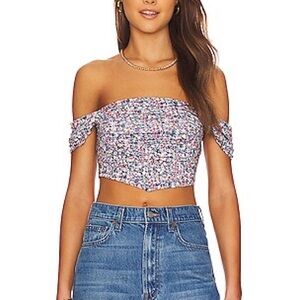 AFRM Colorful Off-Shoulder Crop Top